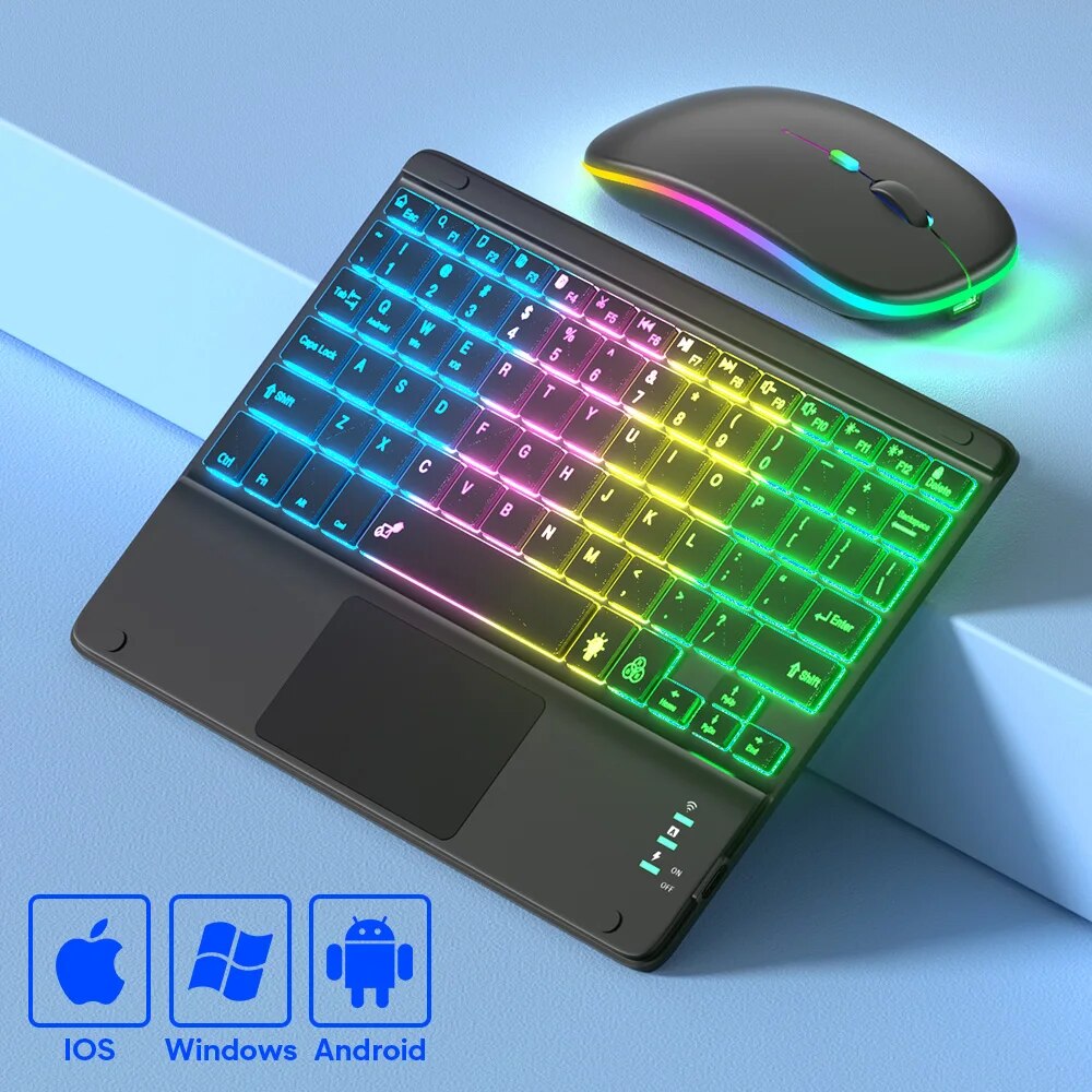 Accessories For Android Tablet - Teclado Bluetooth con panel táctil recargable,