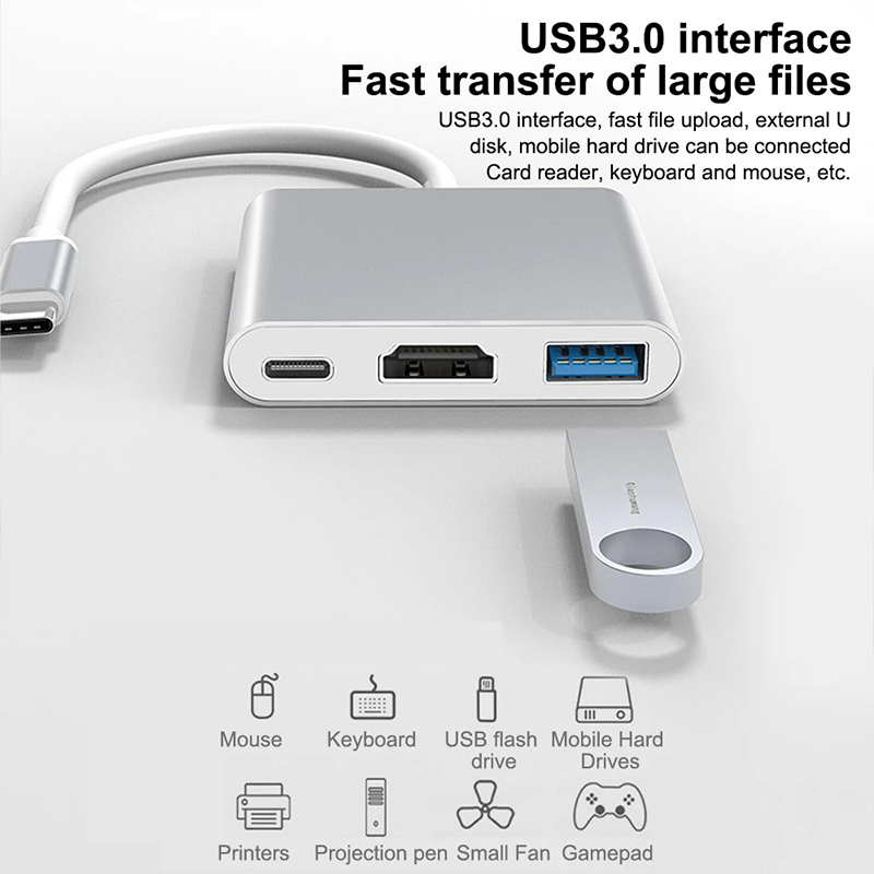 Hub USB tipo C 3 en 1 a HDMI 4 - Tablet Pc Accessories reseña y precio